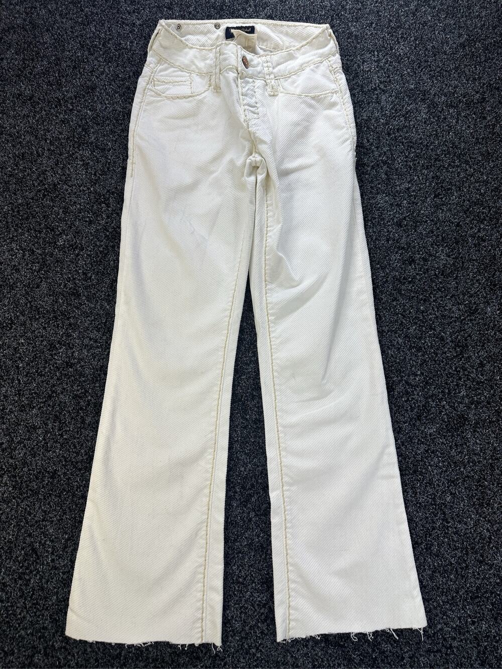 Vintage Rebel Cream Corduroy Flare Pants Women Size 25 Mid Rise Y2K